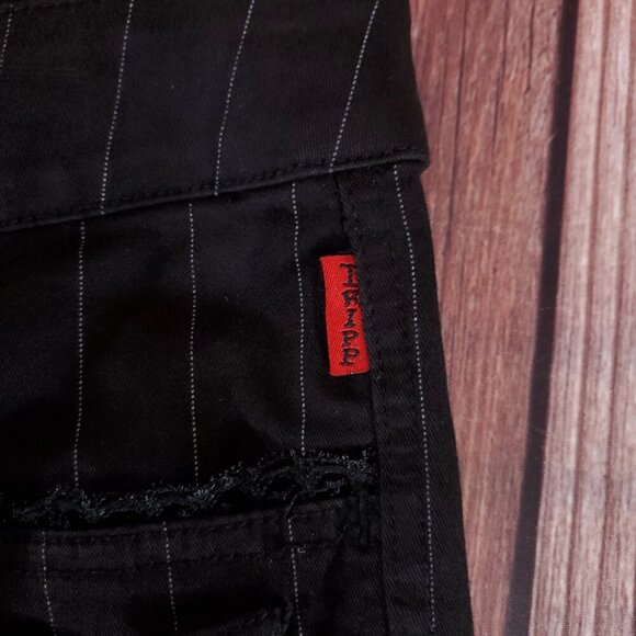 Vtg Tripp NYC Sz 13 Striper Black Tone Boot Cut Pants Pinstripe Goth Punk Y2K - Picture 6 of 15